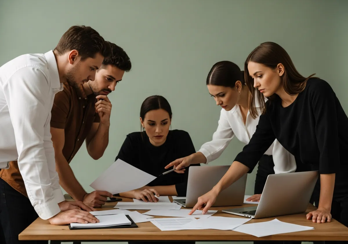 Equipe colaborando ambiente moderno